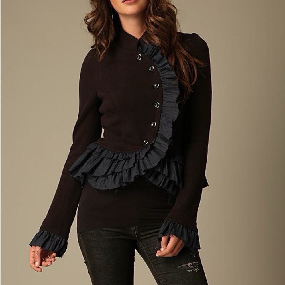 Free People Military Ruffles Ruffle Jacket - Picture 2 of 10